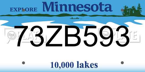 73ZB593 Minnesota License Plate