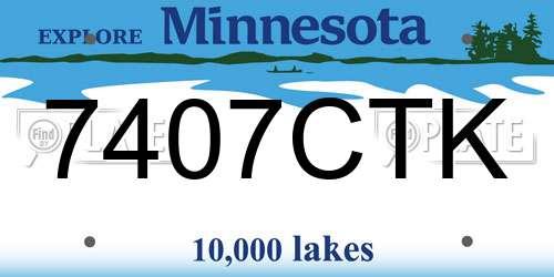 7407CTK Minnesota License Plate