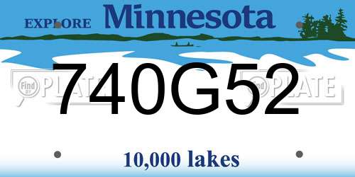740G52 Minnesota License Plate