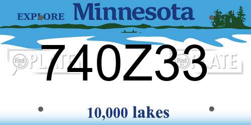 740Z33 Minnesota License Plate