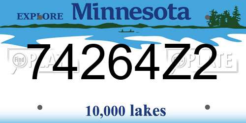 74264Z2 Minnesota License Plate