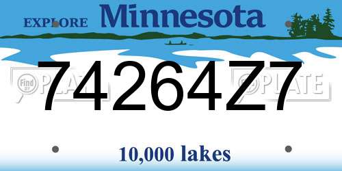 74264Z7 Minnesota License Plate