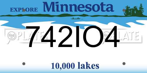742IO4 Minnesota License Plate