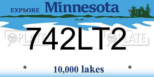 742LT2 Minnesota License Plate