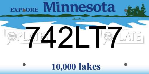 742LT7 Minnesota License Plate