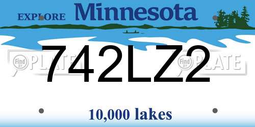 742LZ2 Minnesota License Plate