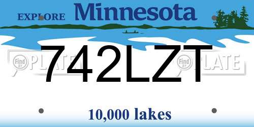 742LZT Minnesota License Plate