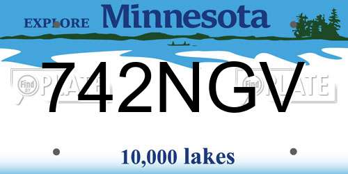 742NGV Minnesota License Plate