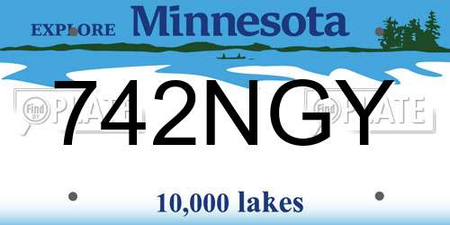 742NGY Minnesota License Plate