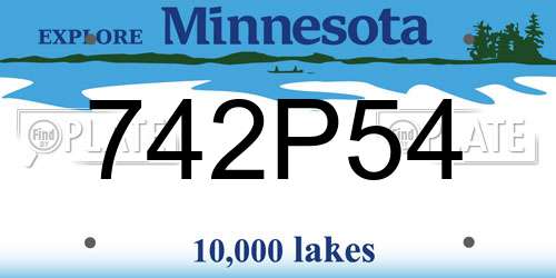 742P54 Minnesota License Plate