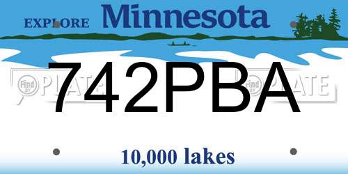742PBA Minnesota License Plate