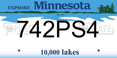 742PS4 Minnesota License Plate
