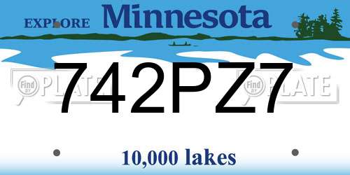 742PZ7 Minnesota License Plate