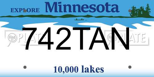 742TAN Minnesota License Plate