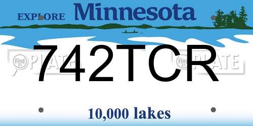 742TCR Minnesota License Plate