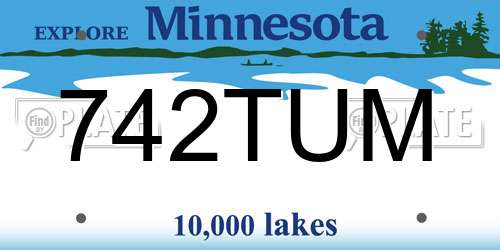 742TUM Minnesota License Plate
