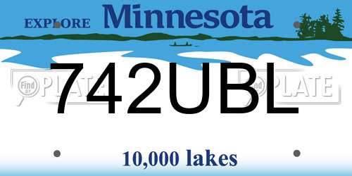742UBL Minnesota License Plate