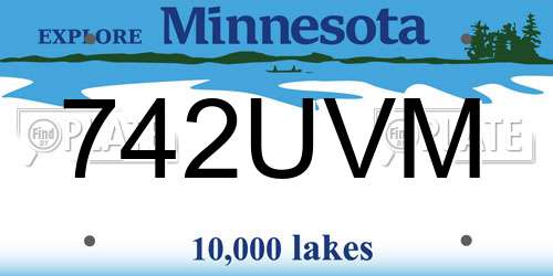 742UVM Minnesota License Plate