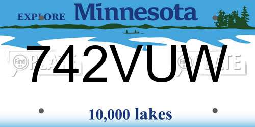 742VUW Minnesota License Plate