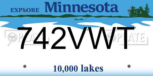 742VWT Minnesota License Plate