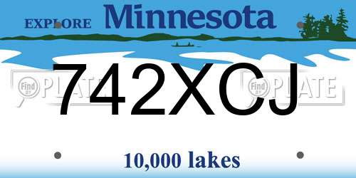 742XCJ Minnesota License Plate
