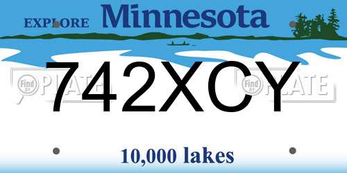 742XCY Minnesota License Plate