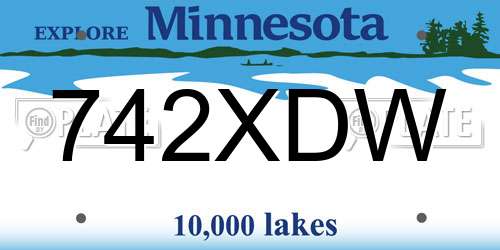 742XDW Minnesota License Plate