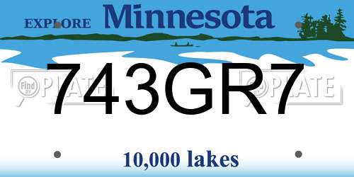 743GR7 Minnesota License Plate
