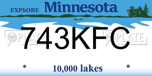 743KFC Minnesota License Plate