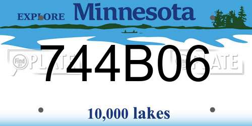 744B06 Minnesota License Plate