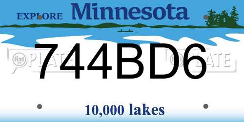 744BD6 Minnesota License Plate