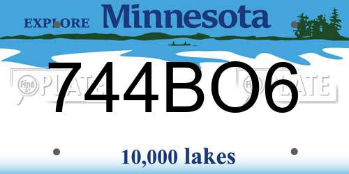 744BO6 Minnesota License Plate