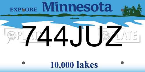 744JUZ Minnesota License Plate