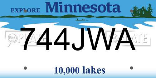 744JWA Minnesota License Plate