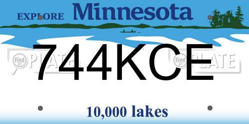 744KCE Minnesota License Plate