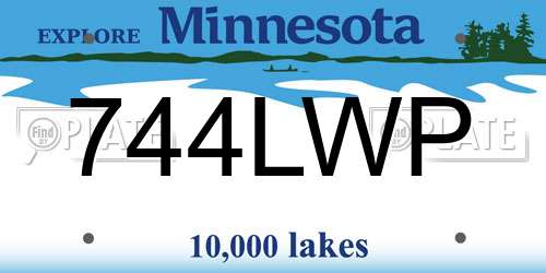 744LWP Minnesota License Plate