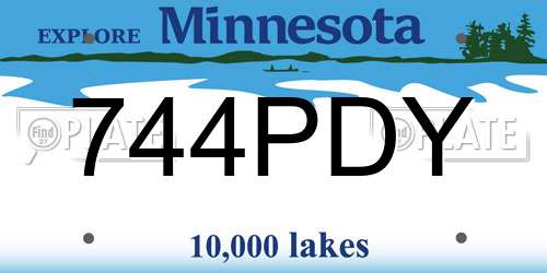744PDY Minnesota License Plate