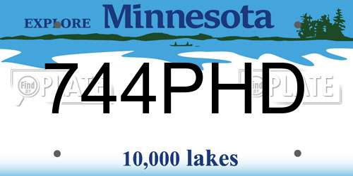 744PHD Minnesota License Plate