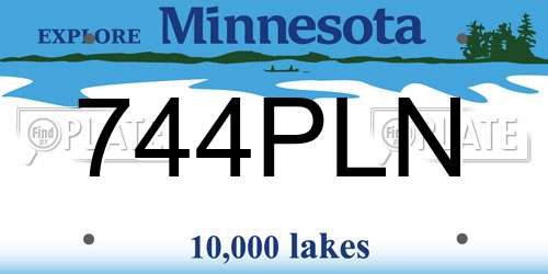 744PLN Minnesota License Plate