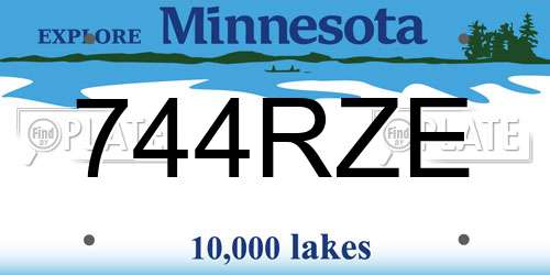 744RZE Minnesota License Plate