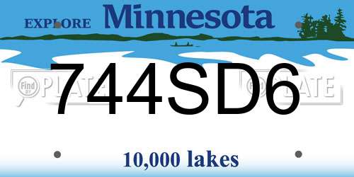 744SD6 Minnesota License Plate