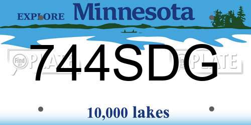 744SDG Minnesota License Plate