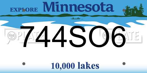 744SO6 Minnesota License Plate
