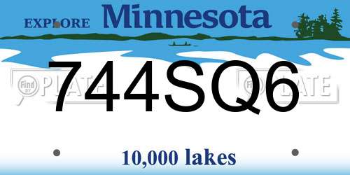 744SQ6 Minnesota License Plate