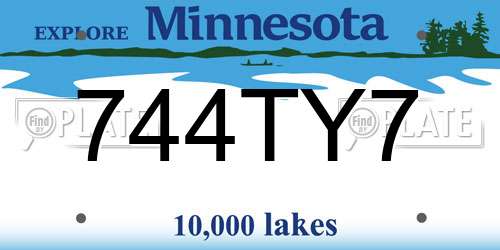 744TY7 Minnesota License Plate