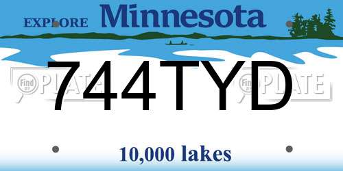 744TYD Minnesota License Plate