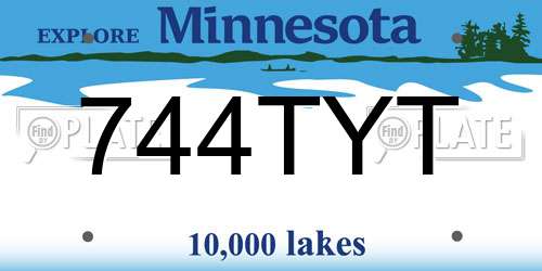 744TYT Minnesota License Plate