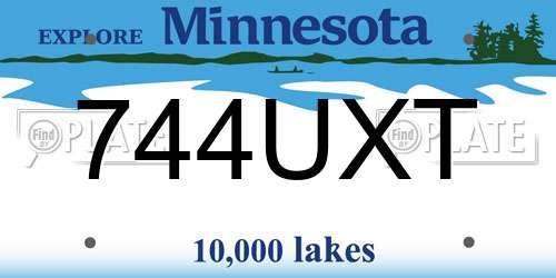 744UXT Minnesota License Plate