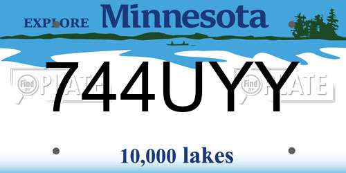 744UYY Minnesota License Plate
