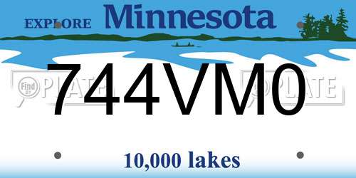 744VM0 Minnesota License Plate